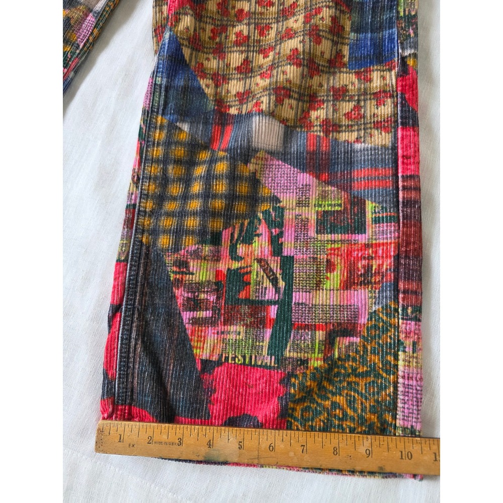 BDG High & Wide Patchwork Corduroy Pants Multicolor Floral Plaid Sz 30 Indie Y2K - Picture 4 of 8